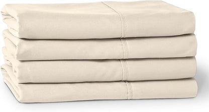 Bare Home Microfiber Bulk Pillow Cases - Standard/Queen Size Set of 4 - Cooling Pillowcases - Double Brushed - Sand Pillowcases 4 Pack - Easy Care (Standard - 4 Pack, Sand)