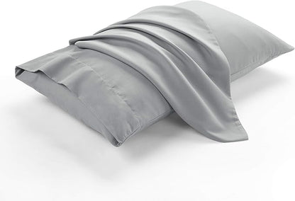 Evolive Ultra Soft Brushed Microfiber King Size 20"x40" Pillowcases Pair with Envelope Clousure Set of 2 (20"x40" King, Silver Grey)