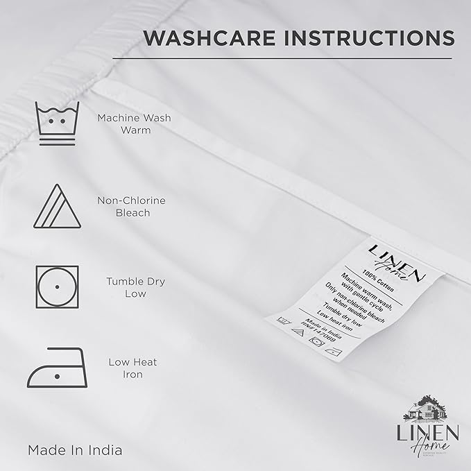 Linen Home 100% Cotton Percale Pillowcases Queen Size, Frosty Green, 2 Pieces of Pillow Case, Crisp and Cool Strong Bed Linen, 20 inches X 30 inches