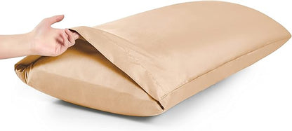 MILVOWOC 2Pcs Brushed Microfiber Body Pillowcases - 20 x 60 Inch, Camel Pillow Case Set Non Slip Envelope Pillow Cover with Moisture Absorption and Anti-Wrinkle