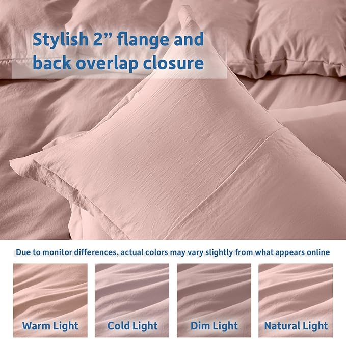 Nestl Twin Duvet Cover Set - Soft Prewashed Blush Pink Duvet Cover Twin/Twin XL, 2 Piece, with Zipper Closure, 1 Duvet Cover 68x90 inches and 1 Pillow Sham