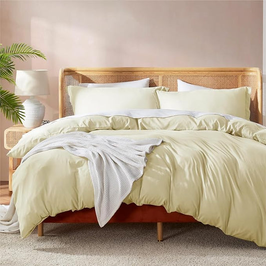 Nestl Twin Duvet Cover Set - Soft Double Brushed Vanilla Yellow Duvet Cover Twin XL, 2 Piece Set with Button Closure, 1 Duvet Cover 68x90 inches and 1 Pillow Sham