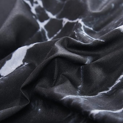 CLOTHKNOW Black White Full Size Comforter Sets Marble Bedding Comforter Sets Soft All Season Black Comforters with 2 x Pillow Cases