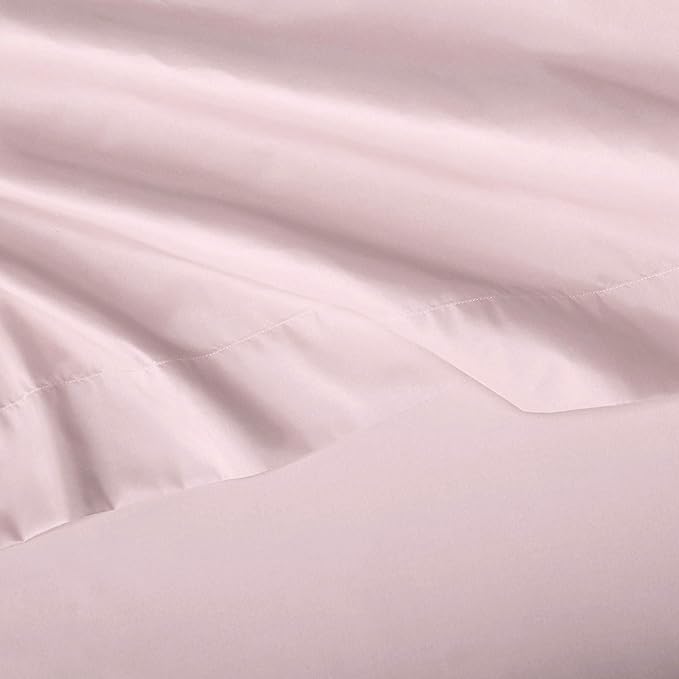 Amazon Basics Kid's Soft, Breathable Microfiber 4-Piece Sheet Set, Full, Light Pink, Solid