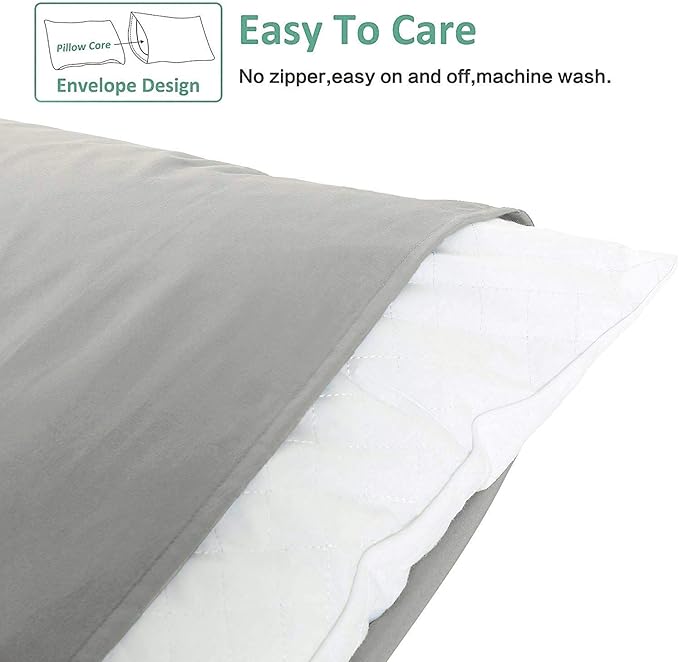 NTBAY Queen Pillowcase Set - 4 Pack Brushed Microfiber 20x30 Pillowcases - Soft, Wrinkle-Free, Fade-Resistant, Stain-Resistant, Smoke Grey Pillowcases with Envelope Closure - 20x30 Inches, Smoke Grey