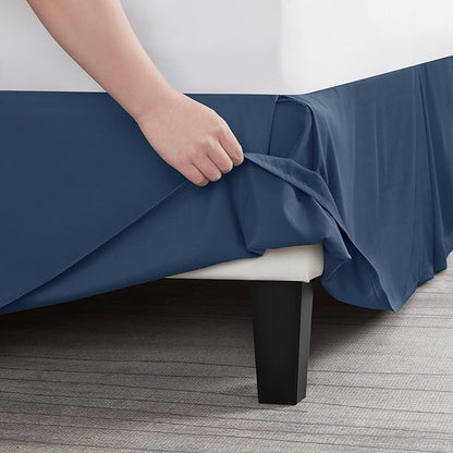 Nestl Navy Blue Full Bed Skirt - Full Size Bed Skirt 14 Inch Drop - Brushed Microfiber Bed Skirts - Hotel Quality Pleated Bed Skirt - Shrinkage & Fade Resistant