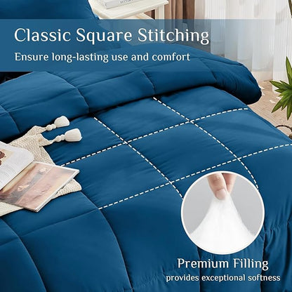 JOLLYVOGUE Full Comforter Set, Ultra-Soft Bed in a Bag Full Size 7 Pieces, Oeko-TEX Certified Bedding Set with Down Alternative Comforter, Sheets, Pillowcases & Shams, Teal