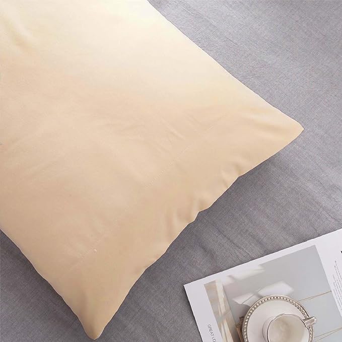 Microfiber Standard Bed Pillowcases 2 Pack, Super Soft Bed Pillow Covers Envelope Closure, Wrinkle, Fade and Stain Resistant, 20x26, Beige