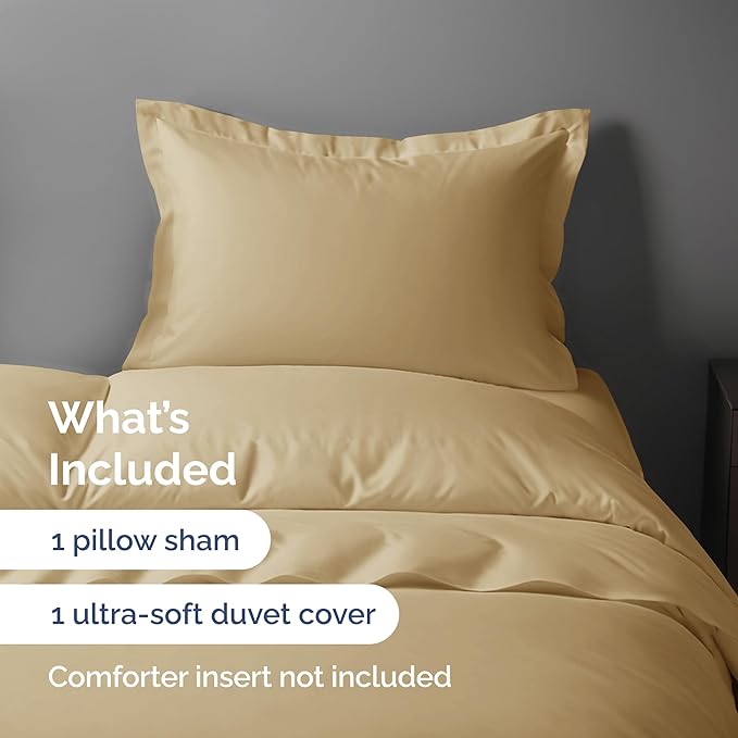 Duvet Cover Twin/Twin XL Size Set - Extra Soft Twin/Twin XL Duvet Cover 68" x 90" with 1 Pillow Sham - Hotel Luxury, Easy Care, Fade Free w/ Zipper Closures & Ties - Comfy, Cozy & Breathable (Beige)