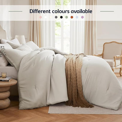Twin Comforter Set Oatmeal,2PCS Soft Lightweight Breathable Bedding Comforter Sets for All Season, Twin Size(68''×90'' Comforter & 1 Pillowcase)