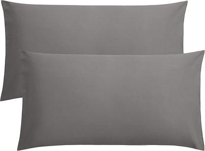FLXXIE King Pillow Cases Set of 2, Soft Microfiber Pillow Covers with Envelope Closure, Wrinkle, Fade and Stain Resistant Pillowcases, 20x36, Dark Grey