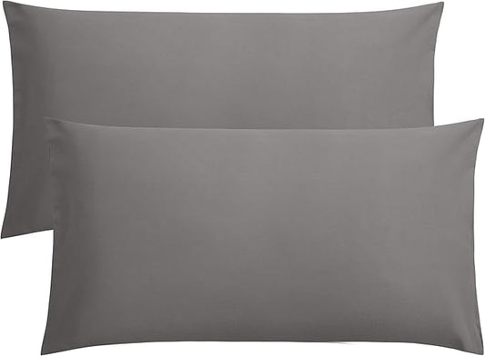 FLXXIE King Pillow Cases Set of 2, Soft Microfiber Pillow Covers with Envelope Closure, Wrinkle, Fade and Stain Resistant Pillowcases, 20x36, Dark Grey