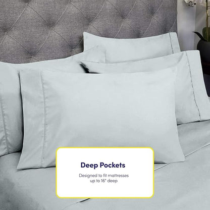 Queen Sheets Blue Porclain - 6 Piece 1500 Supreme Collection Fine Brushed Microfiber Deep Pocket Queen Sheet Set Bedding - 2 Extra Pillow Cases, Great Value, Queen, Porclain Blue