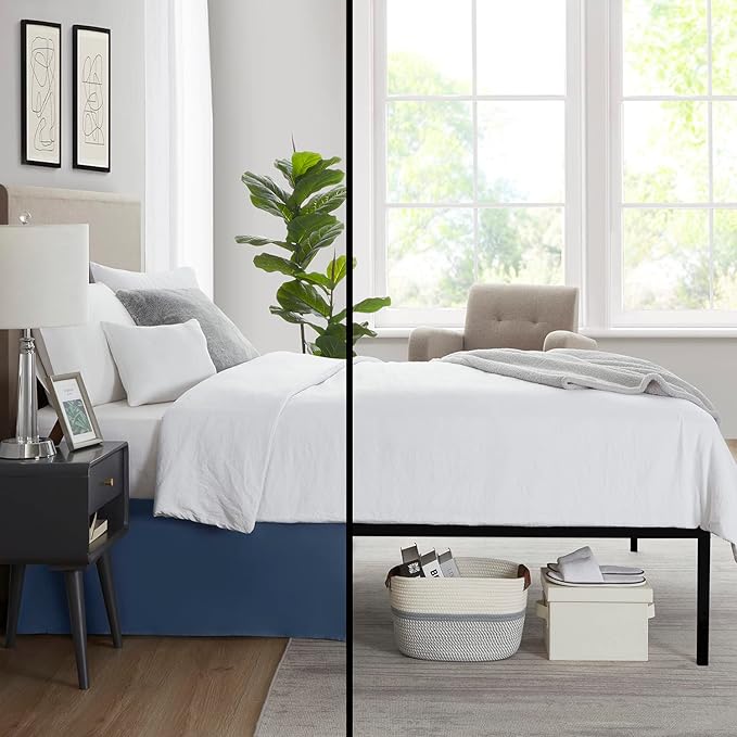 Nestl Navy Blue Twin XL Bed Skirt - Twin XL Size Bed Skirt 14 Inch Drop - Brushed Microfiber Bed Skirts - Hotel Quality Pleated Bed Skirt - Shrinkage & Fade Resistant