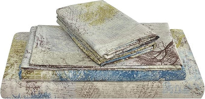JSD Rustic Print Sheet Set Cal King, 4 Piece Tree Pattern Soft Microfiber Bedding Sheets Extra Deep Pocket
