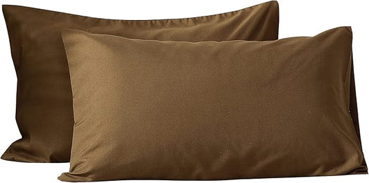 Evolive Ultra Soft Brushed Microfiber Standard Size 20"x30" Pillowcases Pair Set of 2 with Envelope Closure (20"x30" Standard, Coffee)
