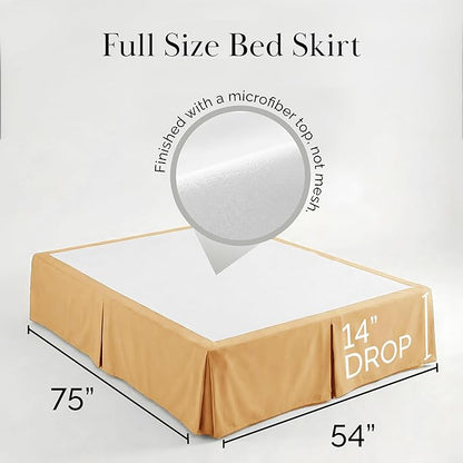 Southshore Fine Living, Inc. Full Bed Skirt - 14" Drop, Luxury Pleated Bed Skirts, Full Bedding Dust Ruffle, Full Size Bed Skirting, Gold