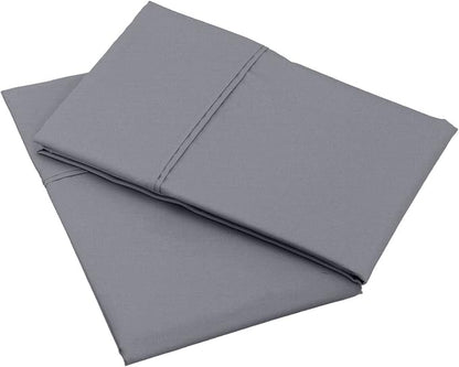 Amazon Basics 400 Thread Count 100% Cotton Pillow Cases, Sateen Weave, King, Dark Gray, 40" x 20", Set of 2, Pillows Not Included
