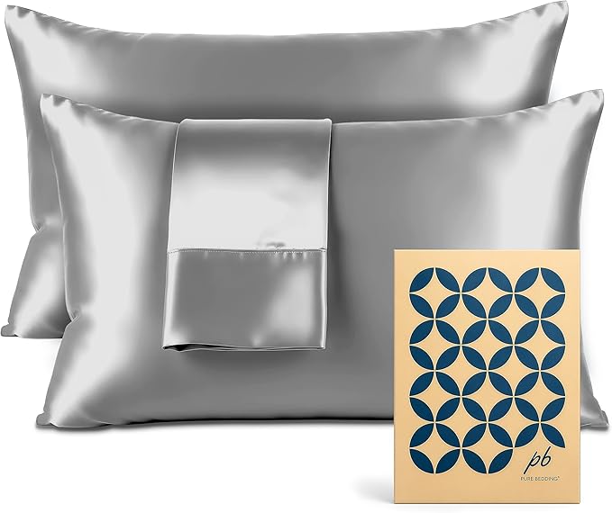 Satin Pillowcase 2 Pack - King Size (20"x40", Grey) - Silky Pillow Cases for Hair and Skin - Satin Pillow Covers with Envelope Closure - Extra Soft Premium Microfiber