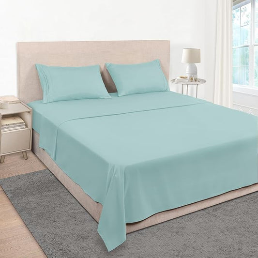 Mejoroom King Size Sheet Set - Soft Microfiber Bed Sheets,Deep Pocket Fitted Sheet, Soft, Breathable, Wrinkle & Fade Resistant - 4 Piece (King, Grayish Green)