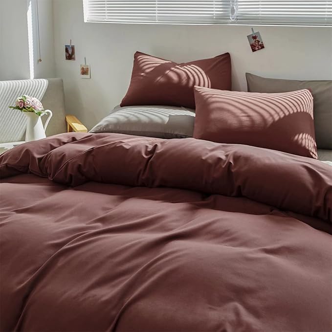 Houseri Brick Red Comforter Set King Brick Color Dark Purple Bedding Sets King Size Women Plum Vintage Comforter Blackish Red Bedding Men Soft Aubergine Comforter Brown Red Bed Quilt Blanket King