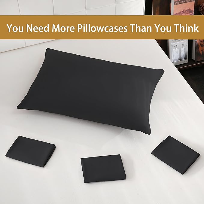 ZPECC Pillow Cases Bulk 24 Pack - Queen Pillowcases with Envelope Closure, Soft Brushed Microfiber Pillow Cover for Hotel Airb&bs Hospital Bedding Essential, Black