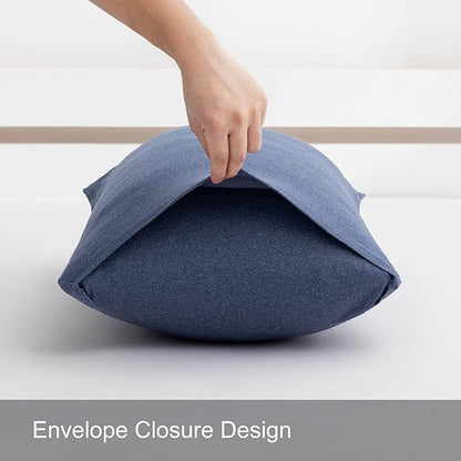 2-Pack Stretch Pillow Cases - Jersey Knit & Envelope Closure Pillowcases with Ultra Soft T-Shirt Like Polyester Blend - Suitable for Queen or Standard Size Set of 2, Heather Blue