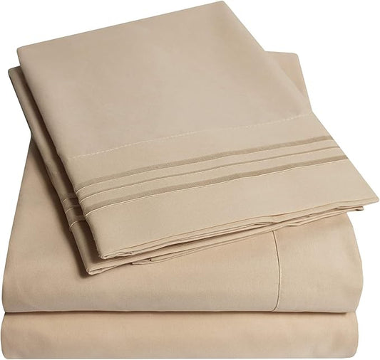 1500 Supreme Collection King Sheet Sets Taupe - Luxury Hotel Bed Sheets and Pillowcase Set for King Mattress - Extra Soft, Elastic Corner Straps, Deep Pocket Sheets, King Taupe