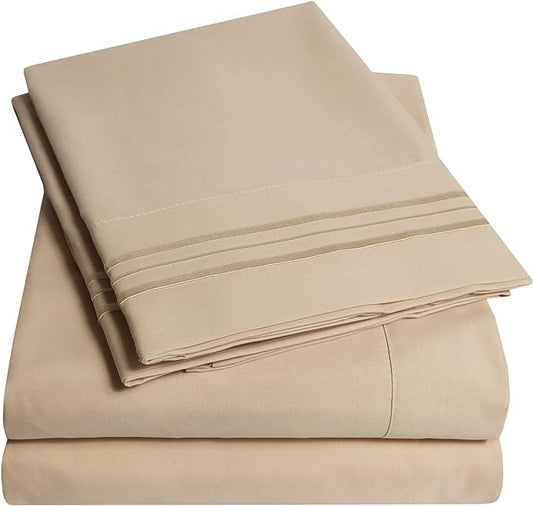 1500 Supreme Collection Queen Sheet Sets Taupe - Luxury Hotel Bed Sheets and Pillowcase Set for Queen Mattress - Extra Soft, Elastic Corner Straps, Deep Pocket Sheets, Queen Taupe