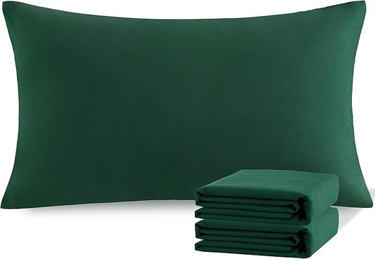 NTBAY King Pillowcase Set - 2 Pack Brushed Microfiber 20x36 Pillowcases - Soft, Wrinkle-Free, Fade-Resistant, Stain-Resistant, Dark Green Pillowcases with Envelope Closure - 20x36 Inches, Dark Green