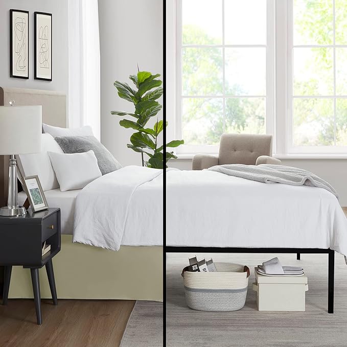 Nestl Green Full XL Bed Skirt - Full XL Size Bed Skirt 14 Inch Drop - Brushed Microfiber Bed Skirts - Hotel Quality Pleated Bed Skirt - Shrinkage & Fade Resistant