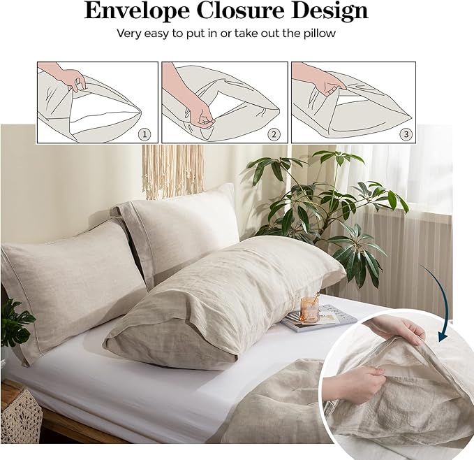 Simple&Opulence Body Pillow Cover 20" x 54",100% Pure Linen, Ultra Soft and Breathable, Body Pillowcase with Envelope Closure for Adults(Linen)