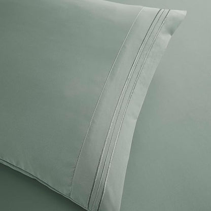Clara Clark Bed Sheets, Premier 1800 Series Bed Sheet Set, Deep Pocket, Wrinkle, Fade, Stain Resistant, Luxury Soft Bedding Sheets & Pillowcases, California King, Ice Green