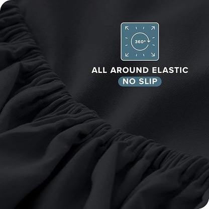 Bare Home Split California King Sheet Set - 1800 Ultra-Soft Microfiber Bed Sheets - Double Brushed - Deep Pockets - Easy Fit - 5 Piece Set - Bed Sheets (Split Cal King, Black)
