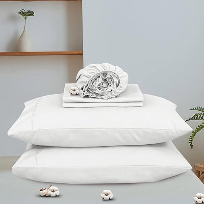 RUVANTI 100% Organic Cotton Sheets Twin XL, Percale Weave, GOTS Certified, 3-Piece Set, Deep Pocket 15", Crisp & Breathable, Soft Durable Bedding, Sábanas Algodón Orgánico – Bit of Blue