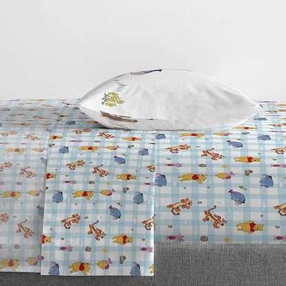 Jay Franco Kids Sheet Set with Fitted, Flat Sheets & Pillow Cover - Ultra-Soft Bedding with Pillowcase for Room Decor, White - Winnie The Pooh, 3 Piece Twin
