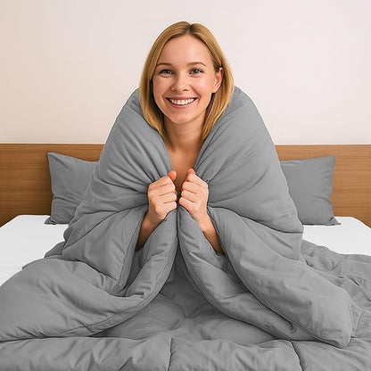 Pure Bedding Duvet Cover Twin/Twin XL Size - 2 Pieces Extra Soft Bedding Set, Includes 1 Twin Duvet Cover 68x90 Inches with Zipper Closure & 1 Pillow Sham, Comforter Not Included, Light Grey