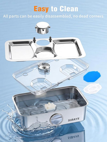 SIBAYS 4.5Gal/17L Dog Water Fountain, Large Capacity Stainless Steel Pet Water Fountain with Water Level LED Light, Ultra Quiet Dog Water Bowl Dispenser for Large Dogs & Multi-Pet, Easy to Clean FS83