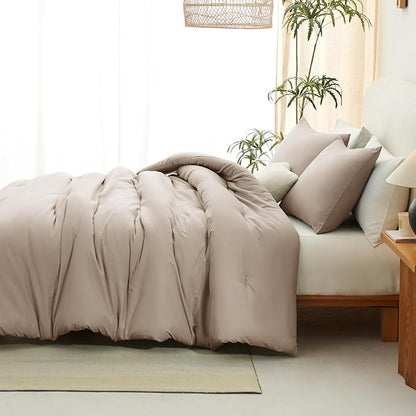 CozyLux King Size Comforter Set Wheat, 3 Pieces Solid Comforters King Size Breathable Quilted Bedding Sets, Luxury Soft Lightweight Bed Set with Down Alternative Comforter and 2 Pillowcases All Season