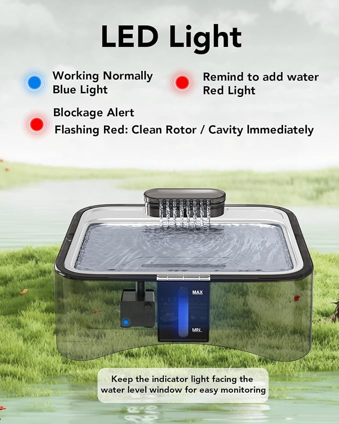 UPSKY Replacement Quite Water Pump for 8.5L Elevated Dog Water Fountain | Ultra-quiet, Smart LED Indicator, Anti-clog, Water Level Alert, Easy to Clean