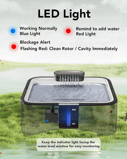 UPSKY Replacement Quite Water Pump for 8.5L Elevated Dog Water Fountain | Ultra-quiet, Smart LED Indicator, Anti-clog, Water Level Alert, Easy to Clean