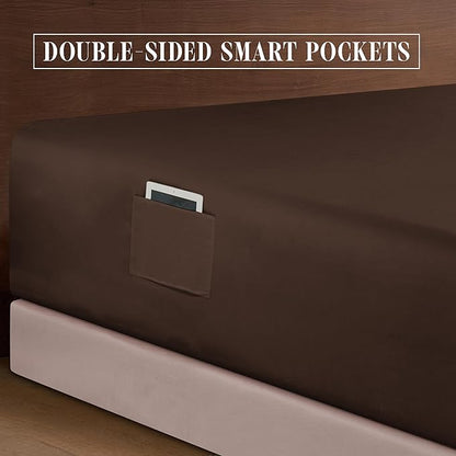 Elegant Comfort Luxurious 1500 Premium Hotel Quality Microfiber 4-Piece Sheet Set, 18-24 Inches Deep - Extra Deep Pocket Sheets - Ultra Soft 4PC Deep Pocket Sheets, Twin/Twin XL, Chocolate Brown