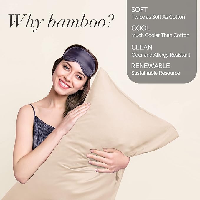 BEDELITE Pillow Cases Queen Size Set of 2, Rayon Derived from Bamboo, Cooling Pillow Cases for Hot Sleepers & Night Sweats, Breathable and Silky Soft Envelope Pillowcases(Taupe, 20"x30")