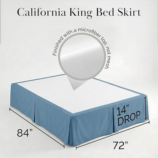 Southshore Fine Living, Inc. Hotel Quality California King Bed Skirt - 14" Drop, Elegant Pleated Design, Premium Dust Ruffle/Cal King Bed Skirt, Luxury Bed Skirt Cal King Size, Coronet Blue