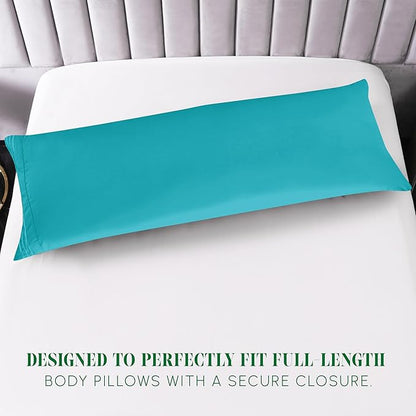 Elegant Comfort Luxury Ultra-Soft 1-Piece Body Pillowcase - 1500 Premium Hotel Quality Microfiber Double Brushed - Wrinkle Resistant, Body Pillowcase Size, Turquoise