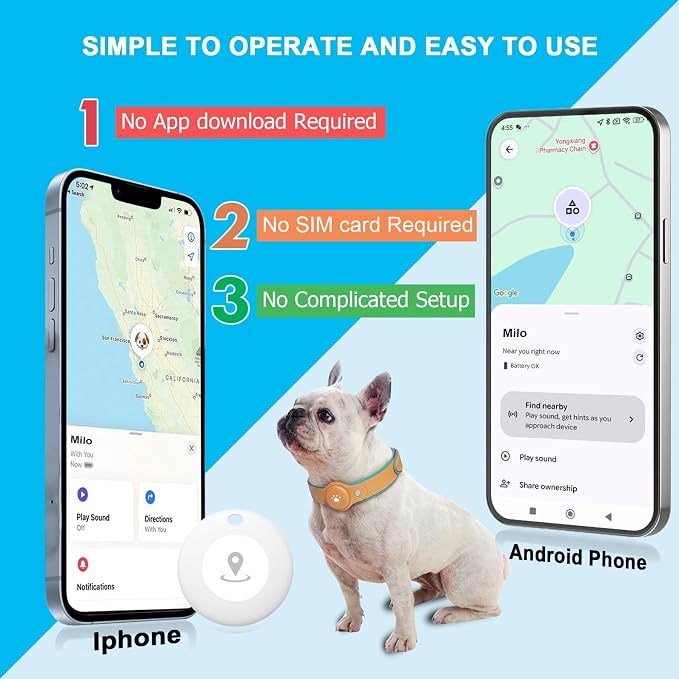 New GPS Tracker for Dogs: Smart Pet Collar with Real-Time Tracking,No Monthly Fee/Subscription (iOS & Android) Waterproof, Anti-Lost,365-Day Long Battery Life GPS Tracker Dog Collar(Tracker Included)
