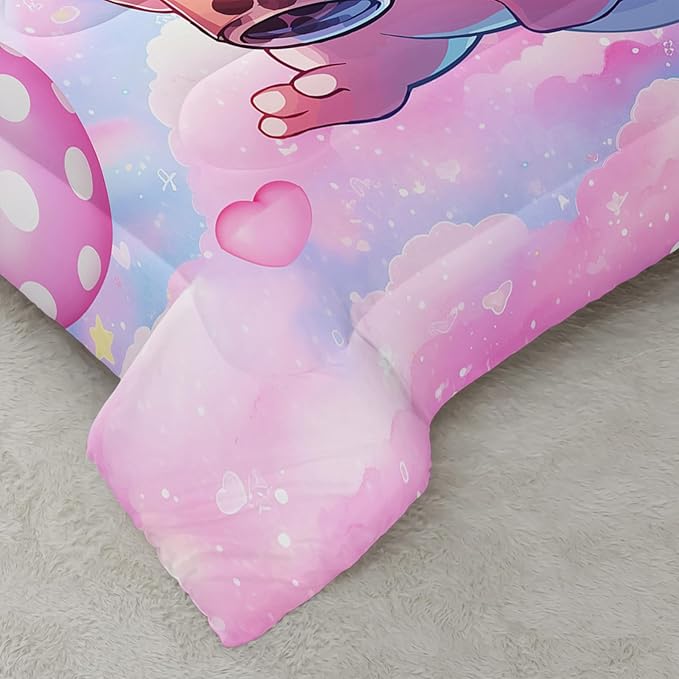 Cute Salamander Comforter Set Full Kawaii Axolotl Bedding Sets 3PCS for Kids Teen Adult Girl Room Decor Ultra-Soft Lightweight Microfiber 1 Comforter with 2 Pillowcases