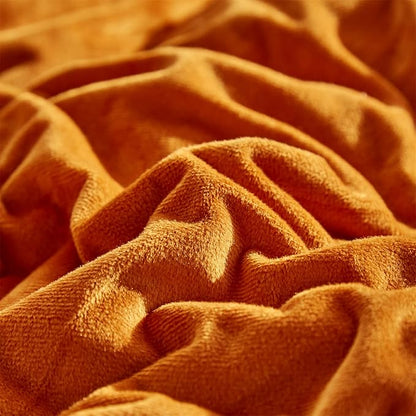 CLOTHKNOW Burnt Orange Full Size Comforter Sets Velvet Bedding Comforter Sets Soft Caramel Orange Comforter with 2 x Pillow Cases