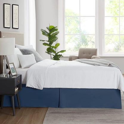Nestl Navy Blue Bed Skirt Cal King Size - Cal King Bed Skirt 14 Inch Drop - Brushed Microfiber Bed Skirts - Hotel Quality Pleated Bed Skirt - Shrinkage & Fade Resistant