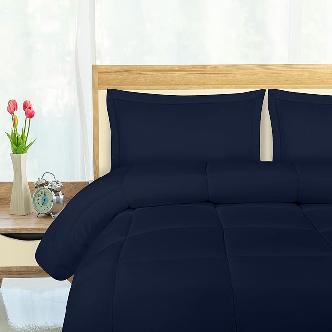 Utopia Bedding King Comforter Set Navy, Comforters King Size 3 Pieces Bedding Comforters Sets, Down Alternative Soft Bed Set, 1 Comforter (90 x 102 inches) 2 Pillow Shams (20 x 36 inches)